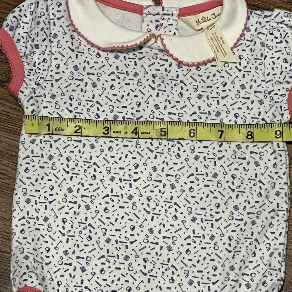 Matilda Jane When I Grow Up One Piece Bodysuit Coral Blue White Size 6-12 Months